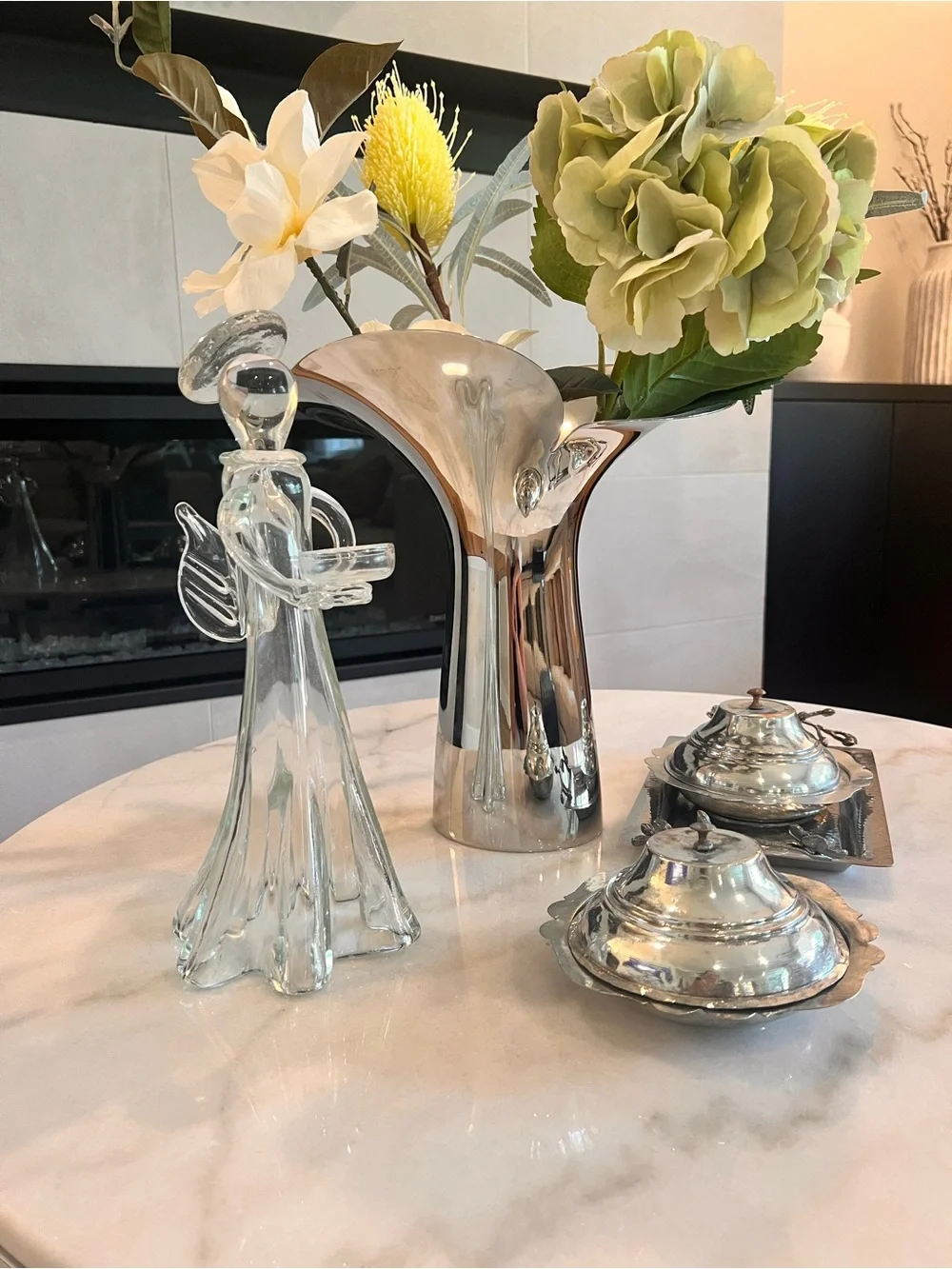 Clear Glass Angel Figurine Candle Holder - Clear
